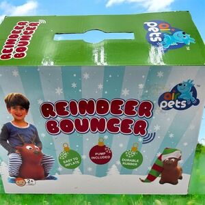 Air Pets Reindeer Bouncer Inflatable Ride On Toy With Pump Kids Fun